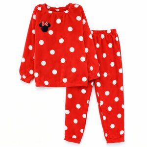 Disney Minnie Mouse Red Polka Dot Fleece Pajama Set – Cozy 2-Piece Sleepwear